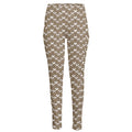 Beige And White Knitted Pattern Print High-Waisted Pocket Leggings