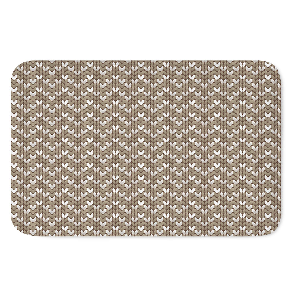 Beige And White Knitted Pattern Print Indoor Door Mat