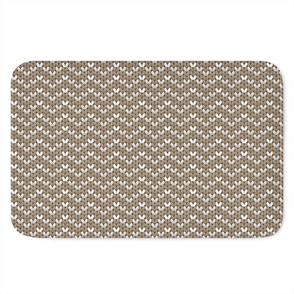 Beige And White Knitted Pattern Print Indoor Door Mat
