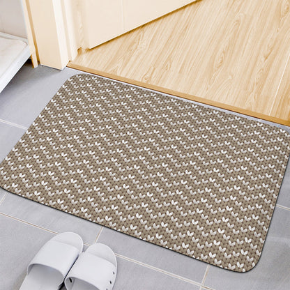 Beige And White Knitted Pattern Print Indoor Door Mat