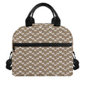 Beige And White Knitted Pattern Print Insulated Lunch Bag