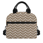 Beige And White Knitted Pattern Print Insulated Lunch Bag