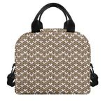 Beige And White Knitted Pattern Print Insulated Lunch Bag