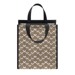 Beige And White Knitted Pattern Print Insulated Lunch Tote