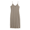 Beige And White Knitted Pattern Print Jersey Midi Cami Dress