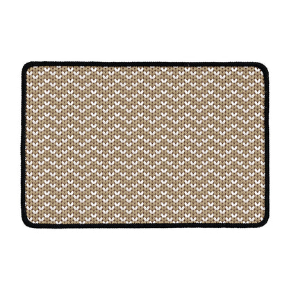 Beige And White Knitted Pattern Print Kitchen Mat
