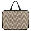 Beige And White Knitted Pattern Print Laptop Sleeve With Handle