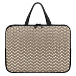 Beige And White Knitted Pattern Print Laptop Sleeve With Handle