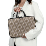 Beige And White Knitted Pattern Print Laptop Sleeve With Handle