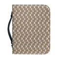 Beige And White Knitted Pattern Print Leather Bible Cover