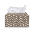 Beige And White Knitted Pattern Print Leather Tissue Box Cover