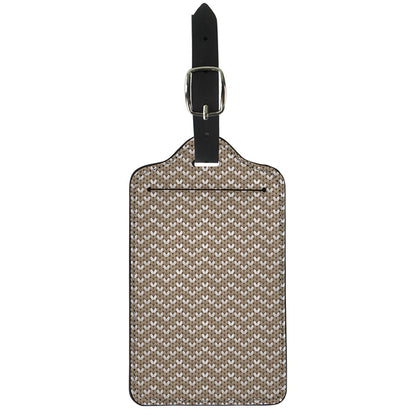 Beige And White Knitted Pattern Print Luggage Tag