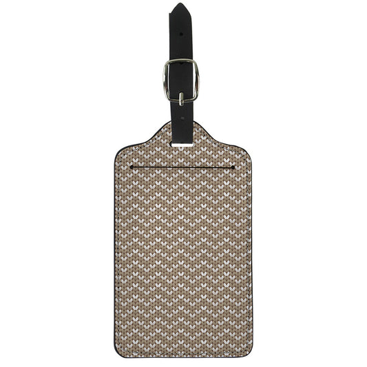 Beige And White Knitted Pattern Print Luggage Tag