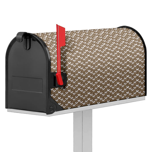 Beige And White Knitted Pattern Print Mailbox Cover