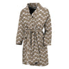 Beige And White Knitted Pattern Print Men's Bathrobe