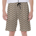 Beige And White Knitted Pattern Print Men's Beach Shorts