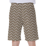 Beige And White Knitted Pattern Print Men's Beach Shorts