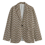 Beige And White Knitted Pattern Print Men's Blazer