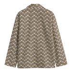 Beige And White Knitted Pattern Print Men's Blazer