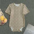 Beige And White Knitted Pattern Print Men's Bodysuit