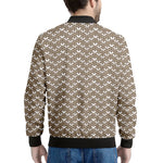 Beige And White Knitted Pattern Print Men's Bomber Jacket