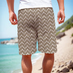 Beige And White Knitted Pattern Print Men's Cargo Shorts