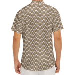 Beige And White Knitted Pattern Print Men's Deep V-Neck Shirt