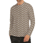 Beige And White Knitted Pattern Print Men's Long Sleeve Rash Guard