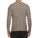 Beige And White Knitted Pattern Print Men's Long Sleeve Rash Guard