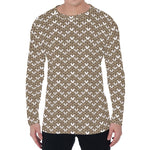 Beige And White Knitted Pattern Print Men's Long Sleeve T-Shirt
