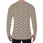Beige And White Knitted Pattern Print Men's Long Sleeve T-Shirt