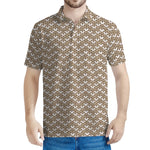 Beige And White Knitted Pattern Print Men's Polo Shirt