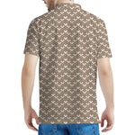 Beige And White Knitted Pattern Print Men's Polo Shirt