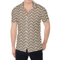 Beige And White Knitted Pattern Print Men's Shirt