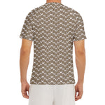 Beige And White Knitted Pattern Print Men's Short Sleeve Rash Guard