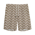 Beige And White Knitted Pattern Print Men's Athletic Shorts