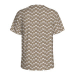 Beige And White Knitted Pattern Print Men's Sports T-Shirt