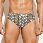 Beige And White Knitted Pattern Print Men's Swim Briefs