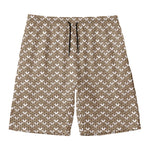 Beige And White Knitted Pattern Print Men's Swim Trunks