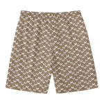 Beige And White Knitted Pattern Print Men's Swim Trunks