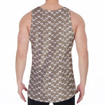 Beige And White Knitted Pattern Print Men's Velvet Tank Top
