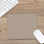 Beige And White Knitted Pattern Print Mouse Pad