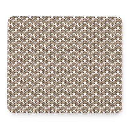 Beige And White Knitted Pattern Print Mouse Pad