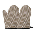 Beige And White Knitted Pattern Print Oven Mitts