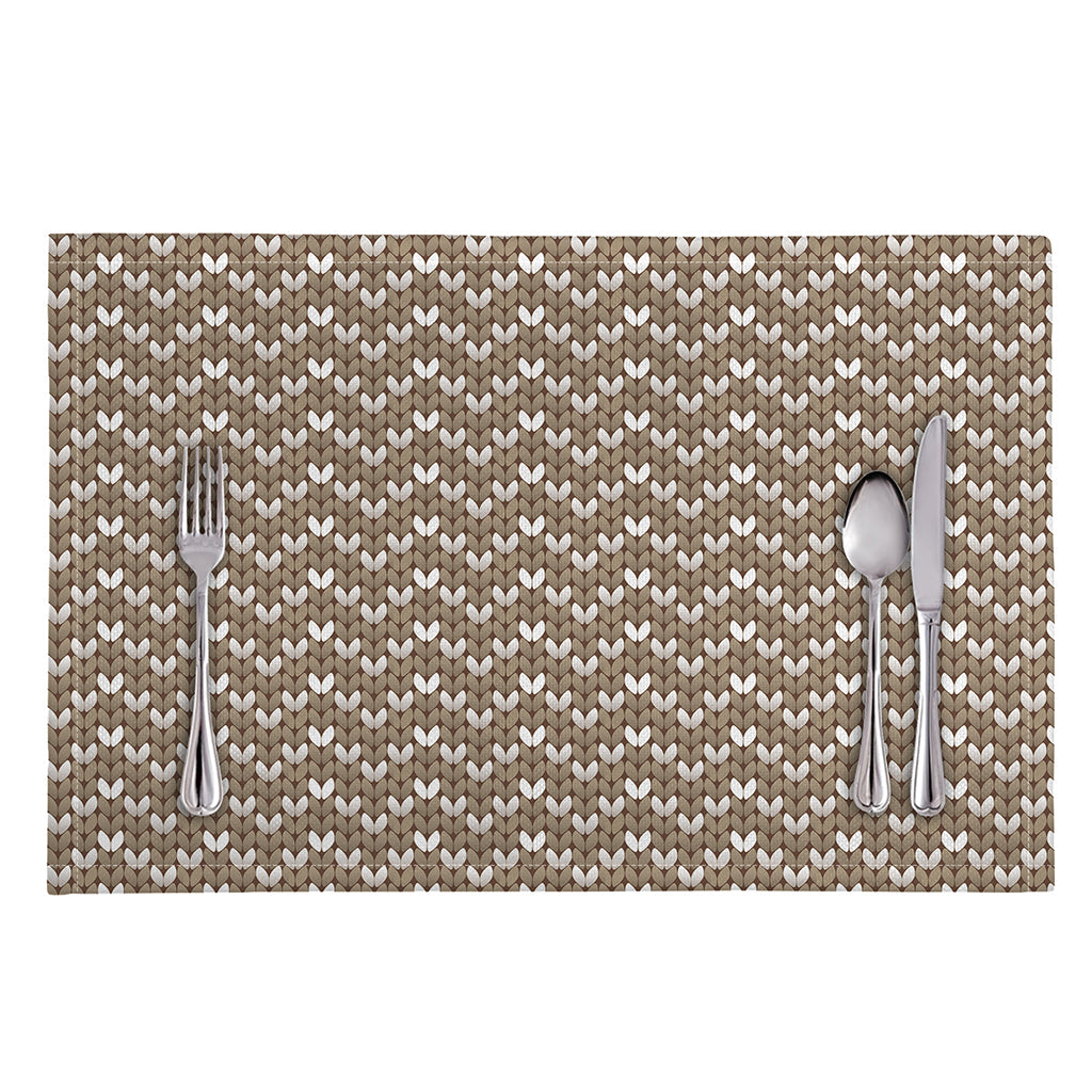Beige And White Knitted Pattern Print Placemat