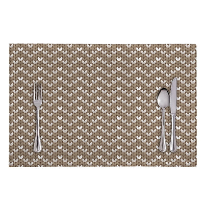 Beige And White Knitted Pattern Print Placemat