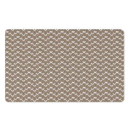 Beige And White Knitted Pattern Print Polyester Doormat