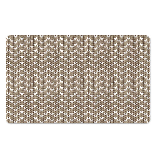 Beige And White Knitted Pattern Print Polyester Doormat