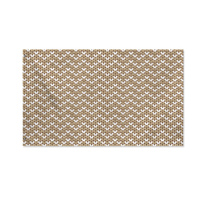 Beige And White Knitted Pattern Print Polyester Flag