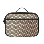 Beige And White Knitted Pattern Print Portable Lunch Bag